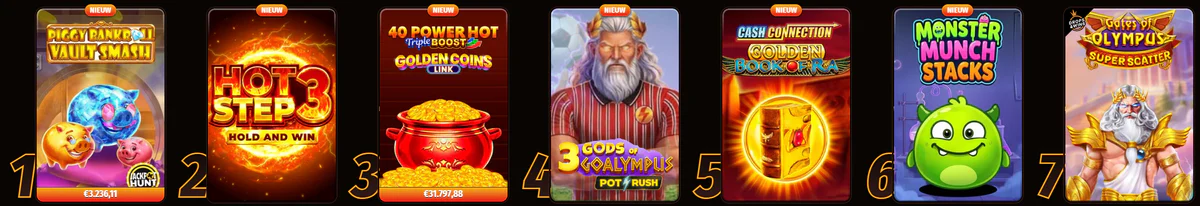 WestAce Casino populairste gokkasten met Piggy Bank Vault Smash, Hot Step 3, Golden Coins, 3 Gods of Olympus, Cash Connection, Monster Munch Stacks en Gates of Olympus Super Scatter